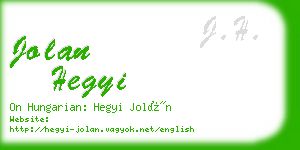 jolan hegyi business card